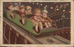 Children on Roller Coaster Postcard
