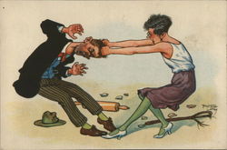 Couple Fighting Postcard