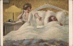 Couple Arguing in Bed Couples Postcard Postcard