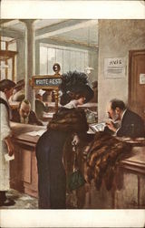 Woman Checking Into Hotel Women Postcard Postcard