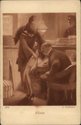 Piquee - Woman Lifting Hem of Skirt for Doctor to Examine Postcard