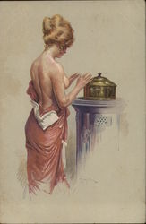Woman Warming Hands Postcard