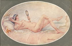 Naked Woman Relaxing Risque & Nude Postcard Postcard