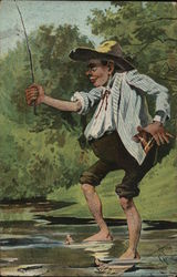 Man Fishing Postcard Postcard