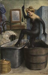 Woman Moving to Mud Bath Postcard