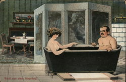 Couple in Bath Tub Postcard