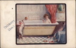 Woman in Bathtub Postcard