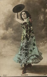 Woman in Colorful Dress Smoking Cigarette Valencia, Spain Postcard Postcard