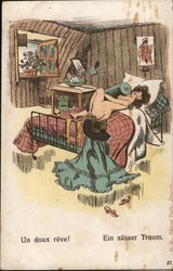 Nude Woman on Bed Postcard