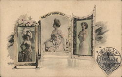 Three Pictures of Beautifully Dressed Women Postcard Postcard