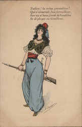 Woman In Harem Costume Holds A Rifle Military Postcard Postcard