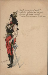 Woman Dressed in Uniform Military Postcard Postcard