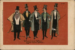 Five Men With Top Hats, Canes and Long Coats Artist Signed Postcard Postcard