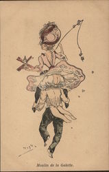 French Dancer on Man's Shoulders Postcard