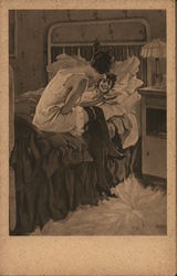 Women Gossiping in Bedroom Postcard Postcard