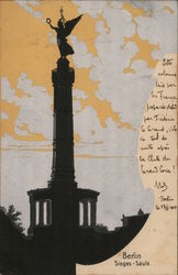 Statue in Berlin - Sieges Saule Germany Silhouettes Postcard Postcard