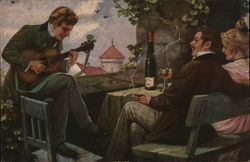 Man Playing Guitar for Couple Music Postcard Postcard