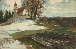 March: Church in Country Postcard