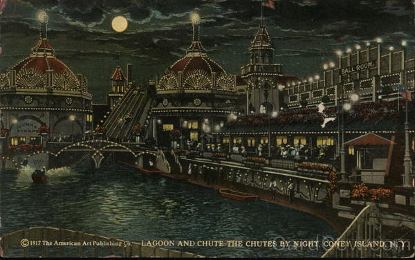 Lagoon and Chute the Chutes by Night Coney Island New York