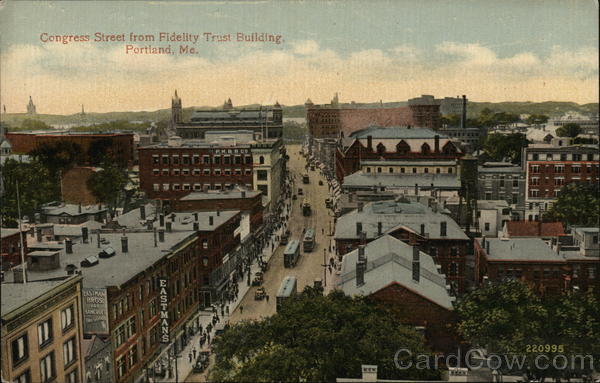 Congress Street from Fidelity Trust Building Portland Maine