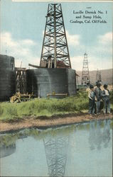 Lucille Derrick No. 1 and Sump Hole, Oil Field Postcard