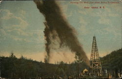 Flowing Oil Well Just After Being Torpedoed. Postcard