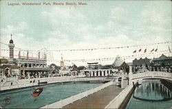 Lagoon at Wonderland Park Revere Beach, MA Postcard Postcard Postcard