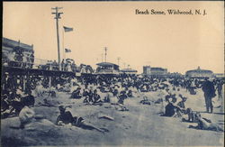 Beach Scene Wildwood, NJ Postcard Postcard Postcard