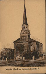 Moravian Church and Parsonage Postcard