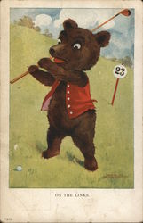 Teddy Bear - On The Links Golf Postcard Postcard Postcard