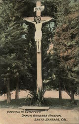 Crucifix in Cemetery, Santa Barbara Mission California Postcard Postcard Postcard