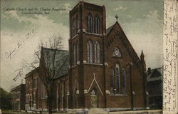 Catholic Church and St. Charles Academy Crawfordsville, IN Postcard Postcard Postcard