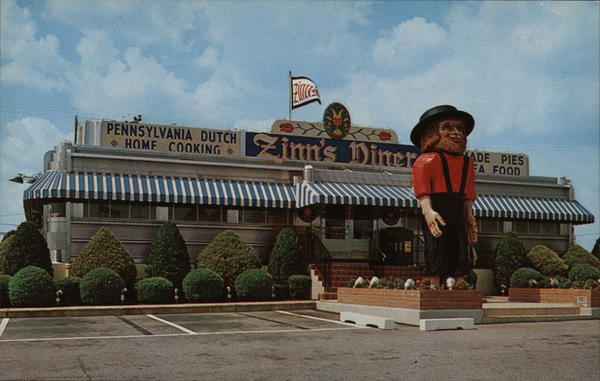 Zinn's Modern Diner Denver, PA Postcard
