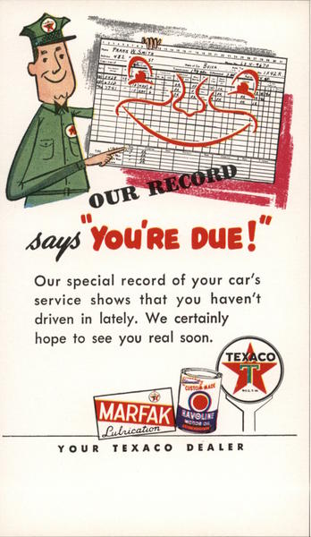 Our Record says You're Due! Cars