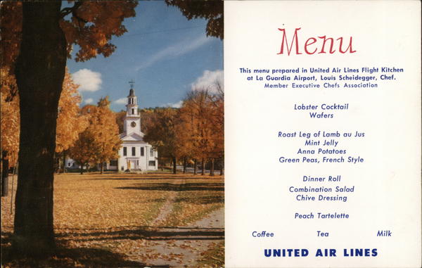United Menu / Fall in New England Airline Advertising