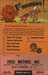 1st Warning - Foss Motors East Aurora, NY Cars Postcard Postcard Postcard