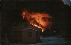 Standard Oil Tank in Flames after Earth Tremor Seward, AK Postcard Postcard Postcard