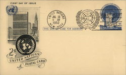 United Nations 1952 First Day Issue Cards Postcard Postcard Postcard