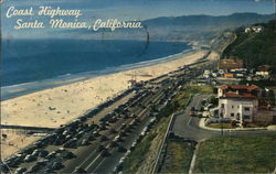 Coast Highway and Beach Santa Monica, CA Postcard Postcard Postcard