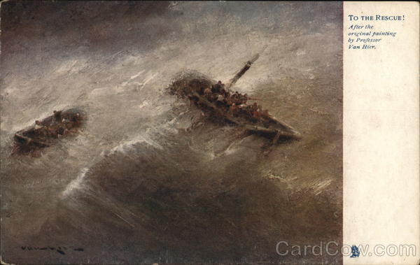 To the Rescue - Two Boats In Raging Waves Art