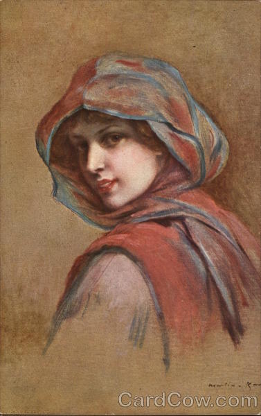 Smiling Woman Wearing Pink and Blue Scarf Martin Kavel