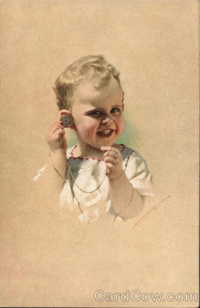 Baby with Pocket Watch Ludwig Knoefel Children