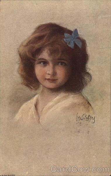 Girl With a Blue Hair Bow Otto Peters Children