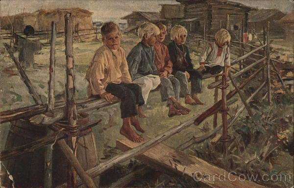 Village Sparrows Die Dorfspatzen - Boys on Fence