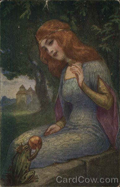 Attractive Woman Seated Under Tree Near Frog Holding Ball