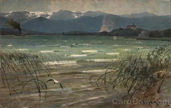 Ammersee Westufer View Across Water of Mountains Germany