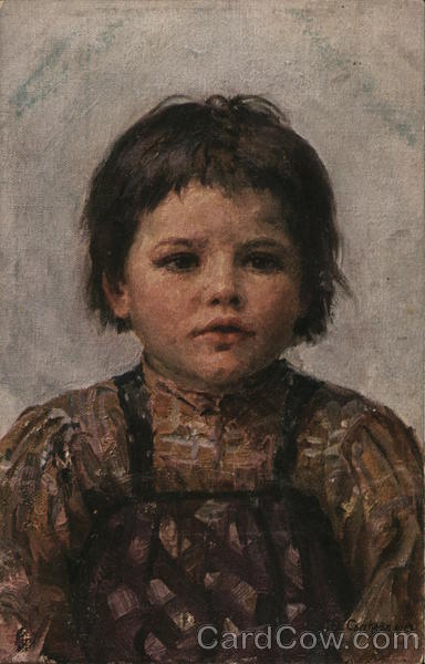 Dark-Haired Child Wearing Brown Shirt F. Sitschkoff