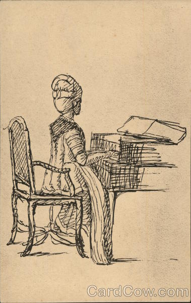 Sketch Woman at the Piano Goethe Art