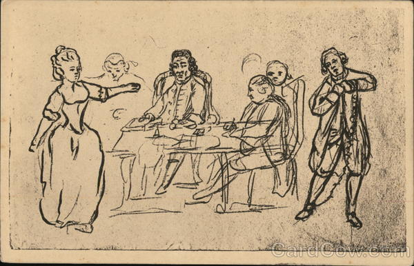 Woman Standing Near Men Seated, Standing Goethe Art