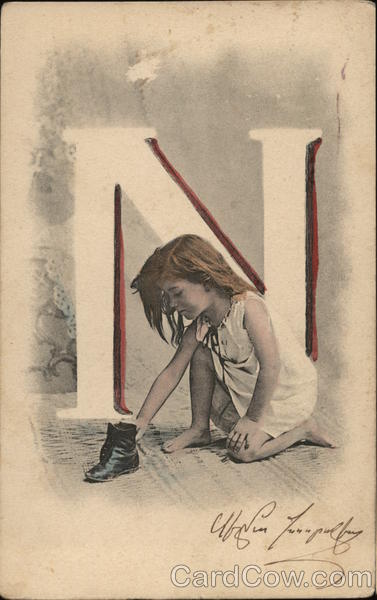 Girl with Letter N Alphabet Letters